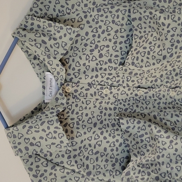 CES FEMME Anthropologie Heart Cheetah Print Babydoll High-Low Button Down Shirt - Picture 5 of 12